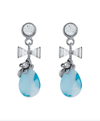 Blue agate stone dangle and drop earrings. Pierced earrings. - Earrings - British D'sire