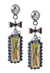 Blue and Yellow dangle and drop earrings with Crystallized Swarovski elements. - Earrings - British D'sire