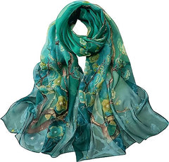 BLURBE Chiffon Scarfs for Women - Ladies Scarf Lightweight Floral Print Chiffon Scarves Shawls Wraps for Spring Autumn - Cool Women's Scarves - British D'sire