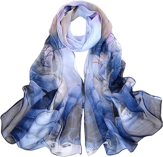 BLURBE Chiffon Scarfs for Women - Ladies Scarf Lightweight Floral Print Chiffon Scarves Shawls Wraps for Spring Autumn - Cool Women's Scarves - British D'sire