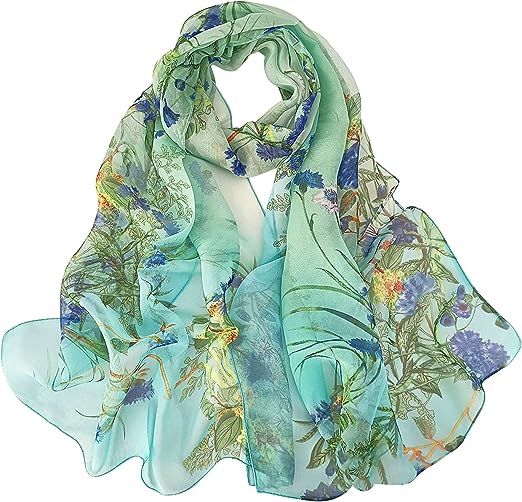 BLURBE Chiffon Scarfs for Women - Ladies Scarf Lightweight Floral Print Chiffon Scarves Shawls Wraps for Spring Autumn - Cool Women's Scarves - British D'sire