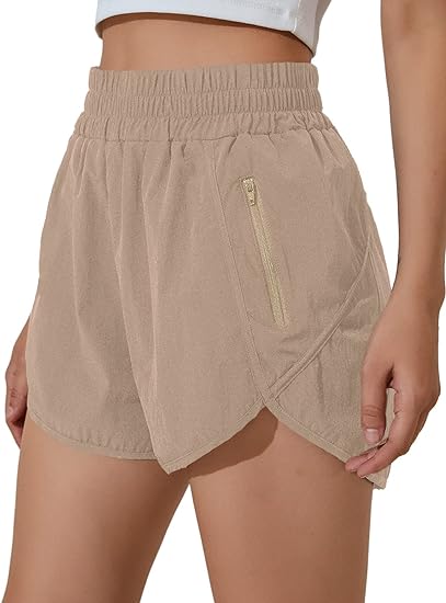 Women'S Running Shorts Elastic High Waisted Shorts Pocket Sporty Workout  Shorts Quick Dry Athletic Shorts Pants - British D'sire