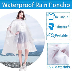 Bosdontek Waterproof Ponchos Adult, Reusable EVA Mens Poncho Clear Poncho Festival, Unisex Poncho Waterproof Raincoat Lightweight Rain Ponchos with Hood for Festival Concert Outdoor Activities - British D'sire