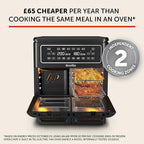 Breville Halo Flexi Air Fryer & Large Mesh Tray, Digital Dual Air Fryer Oven, 11L: Serves 10+, Fry, Bake, Grill, Roast & Reheat, 2400 W, Save £65 a Year on Energy Bills*, Black [VDF138] - British D'sire