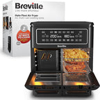 Breville Halo Flexi Air Fryer & Large Mesh Tray, Digital Dual Air Fryer Oven, 11L: Serves 10+, Fry, Bake, Grill, Roast & Reheat, 2400 W, Save £65 a Year on Energy Bills*, Black [VDF138] - British D'sire