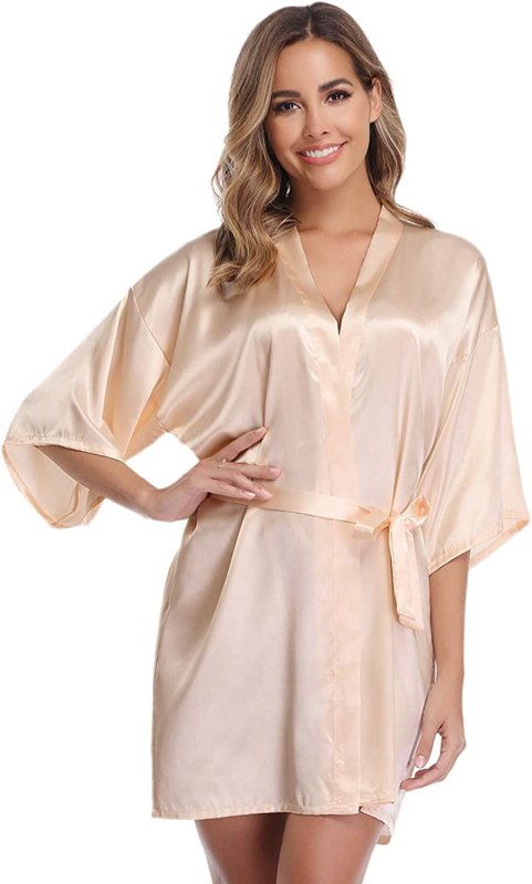 Bride Robes Women'S Kimono Robe Satin Bridesmaid Party Robes, Bridal Morning Robes with Gold Glitter or Rhinestones - Women's Accessories - British D'sire