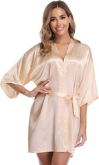 Bride Robes Women'S Kimono Robe Satin Bridesmaid Party Robes, Bridal Morning Robes with Gold Glitter or Rhinestones - Women's Accessories - British D'sire