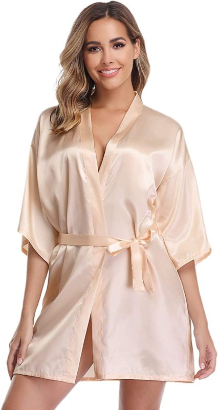 Bride Robes Women'S Kimono Robe Satin Bridesmaid Party Robes, Bridal Morning Robes with Gold Glitter or Rhinestones - Women's Accessories - British D'sire