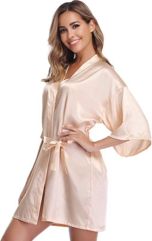 Bride Robes Women'S Kimono Robe Satin Bridesmaid Party Robes, Bridal Morning Robes with Gold Glitter or Rhinestones - Women's Accessories - British D'sire