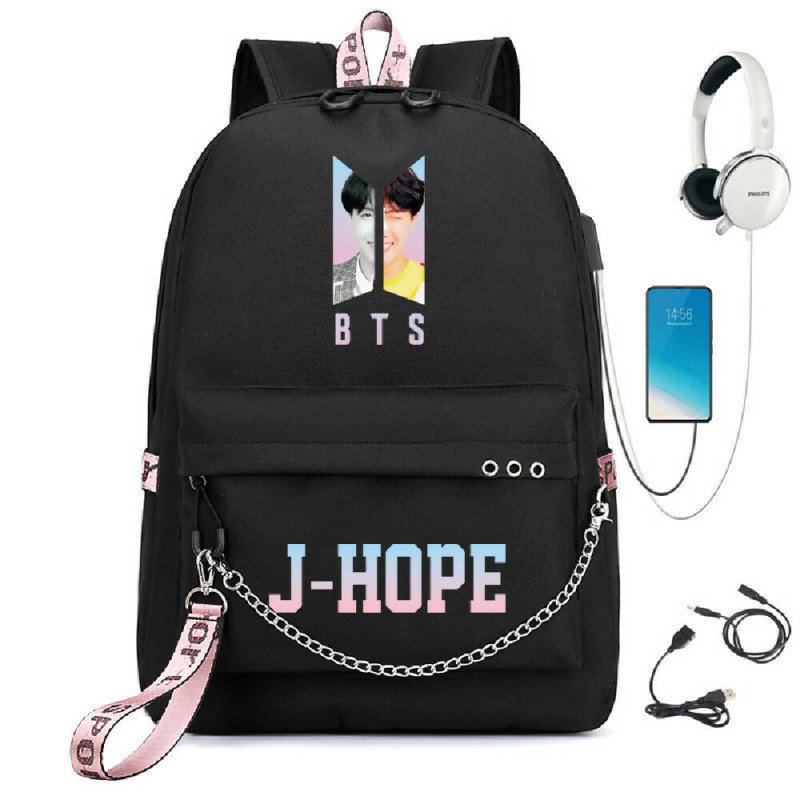 BTS BTS school bag USB charging backpack outdoor sports personalized student school bag-3 - BTS BTS school bag USB charging backpack outdoor sports personalized student school bag-3 - British D'sire