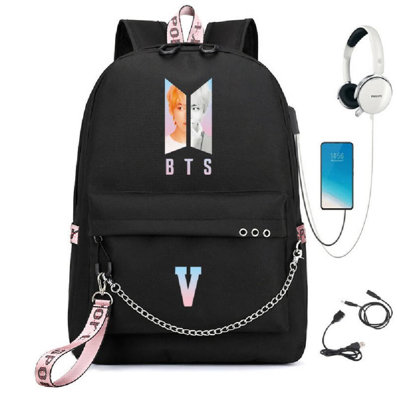 BTS BTS school bag USB charging backpack outdoor sports personalized student school bag-9 - BTS BTS school bag USB charging backpack outdoor sports personalized student school bag-9 - British D'sire