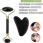 Buy-Simplicity® Jade Roller and Gua Sha Massage Tool, Face Massager, Facial Roller for Skin, Eyes, Neck - Authentic, Durable, Noiseless Design, Jade Roller, Face Roller Gift Set - British D'sire