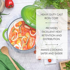 Cast Iron Pot with Lid – Non-Stick Ovenproof Enamelled Casserole Pot – Sturdy Dutch Oven Cookware – 4.7L, 24cm – by Nuovva - British D'sire
