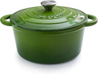 Cast Iron Pot with Lid – Non-Stick Ovenproof Enamelled Casserole Pot – Sturdy Dutch Oven Cookware – 4.7L, 24cm – by Nuovva - British D'sire
