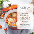 Cast Iron Pot with Lid – Non-Stick Ovenproof Enamelled Casserole Pot – Sturdy Dutch Oven Cookware – 4.7L, 24cm – by Nuovva - British D'sire