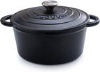 Cast Iron Pot with Lid – Non-Stick Ovenproof Enamelled Casserole Pot – Sturdy Dutch Oven Cookware – 4.7L, 24cm – by Nuovva - British D'sire