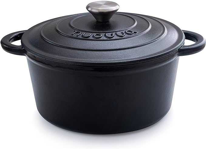 Cast Iron Pot with Lid – Non-Stick Ovenproof Enamelled Casserole Pot – Sturdy Dutch Oven Cookware – 4.7L, 24cm – by Nuovva - British D'sire