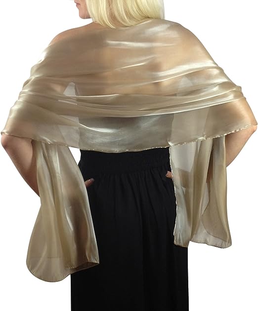 Central Chic Silky Pashmina Iridescent Wrap Stole Shawl For Weddings Bridal Bridesmaids Proms & Parties - Cool Women's Scarves - British D'sire