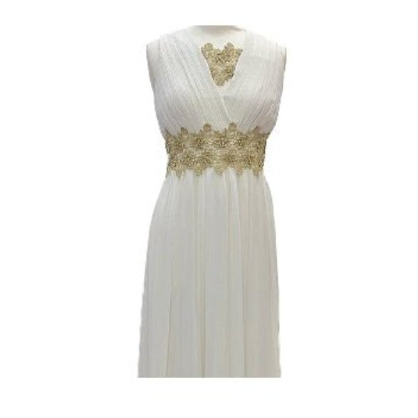 Cerrura Fashions Gold Floral Flowing Dress - Wedding Dresses - British D'sire