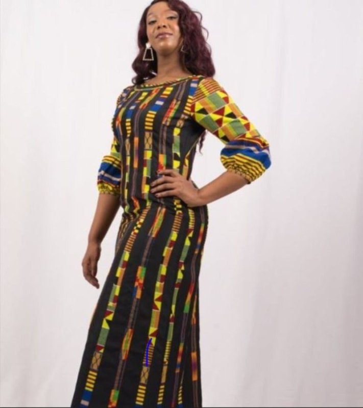 Cerrura Fashions Kente Print Black African Dress - Africa Clothings - British D'sire