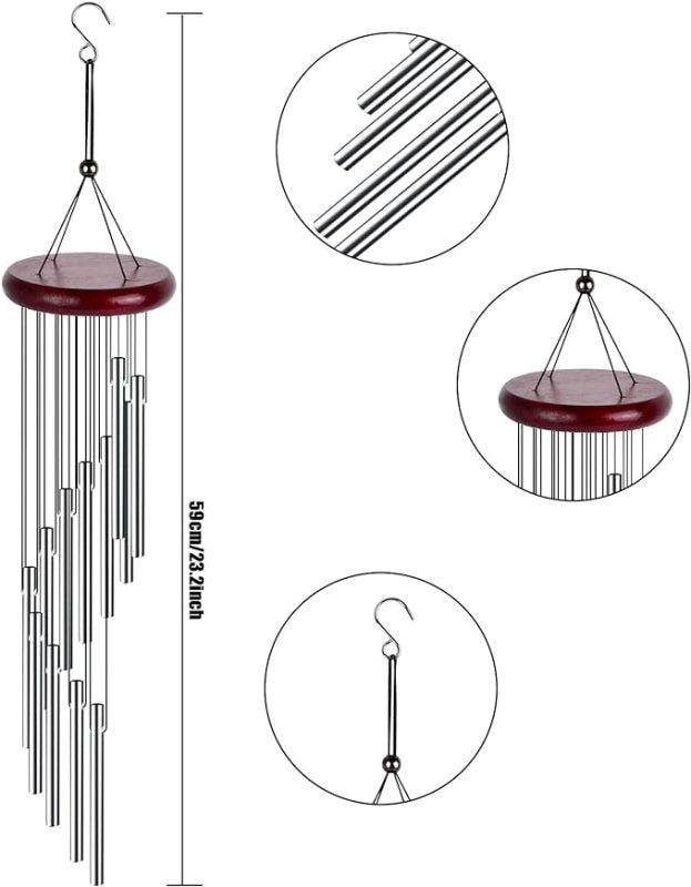 Changrongsheng Wind Chimes Indoor Outdoor Wind Chimes Metal Garden Wind Chimes Decorative Wind Chimes with 12 Aluminum Alloy Long Tubes for Patio Balcony Garden Backyard Home Decor Gift - British D'sire