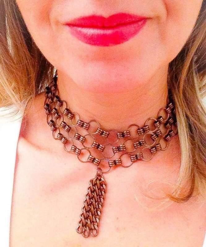 Choker with tassel. Choker necklace, boho necklace, bohemian jewelry, statement necklace, trendy jewelry, in 2 Colors. - Necklace - British D'sire