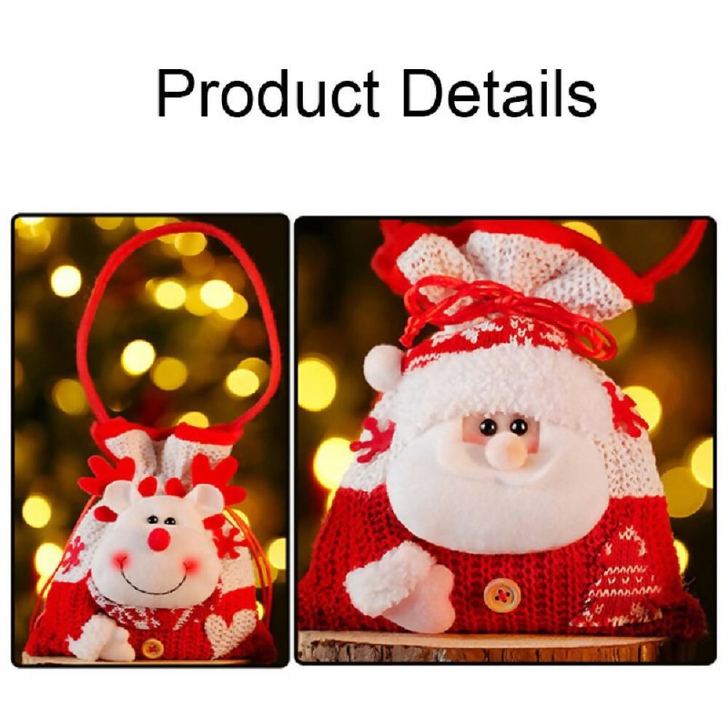 Christmas Knitted Handheld Gift Bag Children Cartoon Candy Bag(Elk) Secondary image