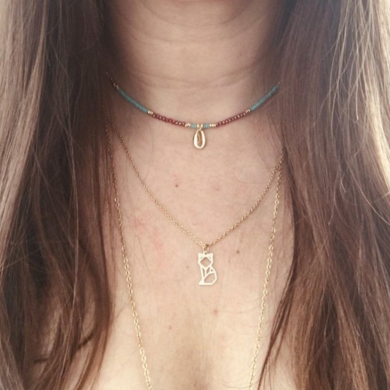 Clover 24K Gold Plated Cowrie Shell Surfer Choker Necklace | Women's Choker | Gift Jewelry | Gift Idea - Necklace - British D'sire
