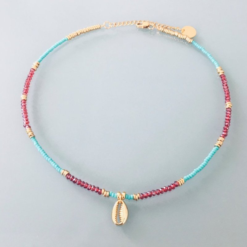 Clover 24K Gold Plated Cowrie Shell Surfer Choker Necklace | Women's Choker | Gift Jewelry | Gift Idea - Necklace - British D'sire