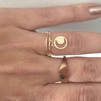 Clover 24k Gold Plated Moon Ring with Moon Pendant | Golden Ring - Rings - British D'sire