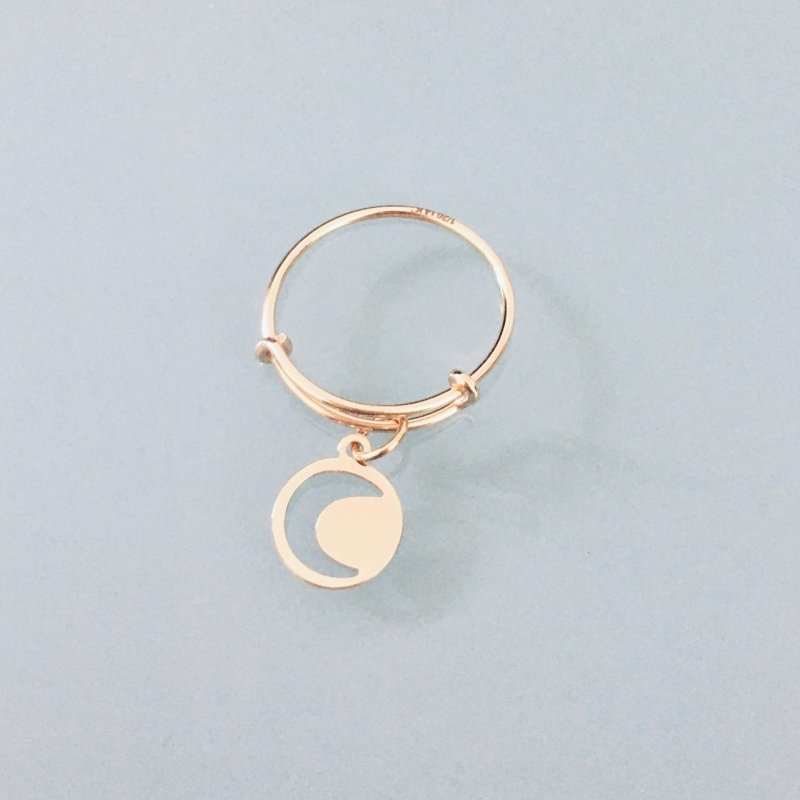 Clover 24k Gold Plated Moon Ring with Moon Pendant | Golden Ring - Rings - British D'sire Main image