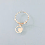 Clover 24k Gold Plated Moon Ring with Moon Pendant | Golden Ring - Rings - British D'sire
