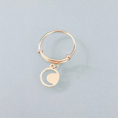 Clover 24k Gold Plated Moon Ring with Moon Pendant | Golden Ring - Rings - British D'sire