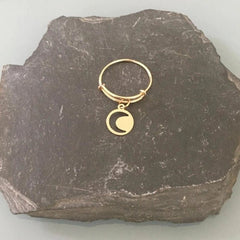 Clover 24k Gold Plated Moon Ring with Moon Pendant | Golden Ring - Rings - British D'sire