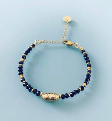 Clover Amulet and Hematite Bracelet | Women's Magic Talisman Bracelet | 24k Gold Plated Heishi Beads | Golden Bracelet - Bracelet - British D'sire