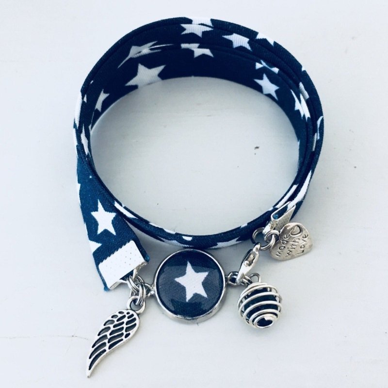Clover Blue Liberty Bracelet | Liberty Jewelry | Liberty Fabric Bracelet | Perfume Bracelet | Jewelry | Star Bracelet | Gift Jewelry - Bracelet - British D'sire