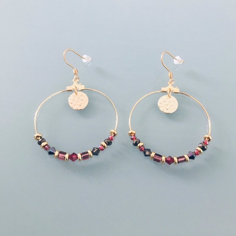 Clover Bohemian Hoop Earrings with Pendants and Pearls | Women's Jewellery | Golden Hoop Earrings | Golden Jewellery | Gift Jewellery | Women's gift | Bohemian jewellery - Earrings - British D'sire