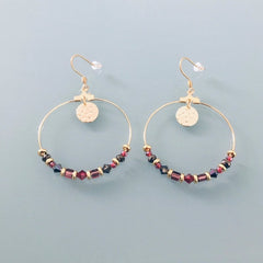 Clover Bohemian Hoop Earrings with Pendants and Pearls | Women's Jewellery | Golden Hoop Earrings | Golden Jewellery | Gift Jewellery | Women's gift | Bohemian jewellery - Earrings - British D'sire