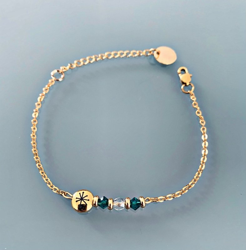 Clover Constellation Bracelet | Curb Chain Magic Natural Stones Swarovski Gold Heishi Beads | Golden Bracelet | Stone Bracelet | Gift Jewelry - Bracelet - British D'sire