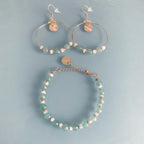Clover Creole Jewelry Set and Aventurine with Gold Pearl Bracelet | Pearl Bracelet | Women's Gift Idea | Gift Jewelry - jewelry set - British D'sire