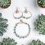 Clover Creole Jewelry Set and Aventurine with Gold Pearl Bracelet | Pearl Bracelet | Women's Gift Idea | Gift Jewelry - jewelry set - British D'sire