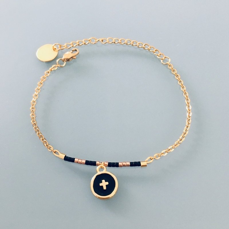Clover Cross bracelet | 24K Gold Plated Cross Bracelet for Women | Gold Bracelet | Gift idea | Gold Bracelet | Gift Jewelry | Women's Gold Jewelry - Bracelets - British D'sire