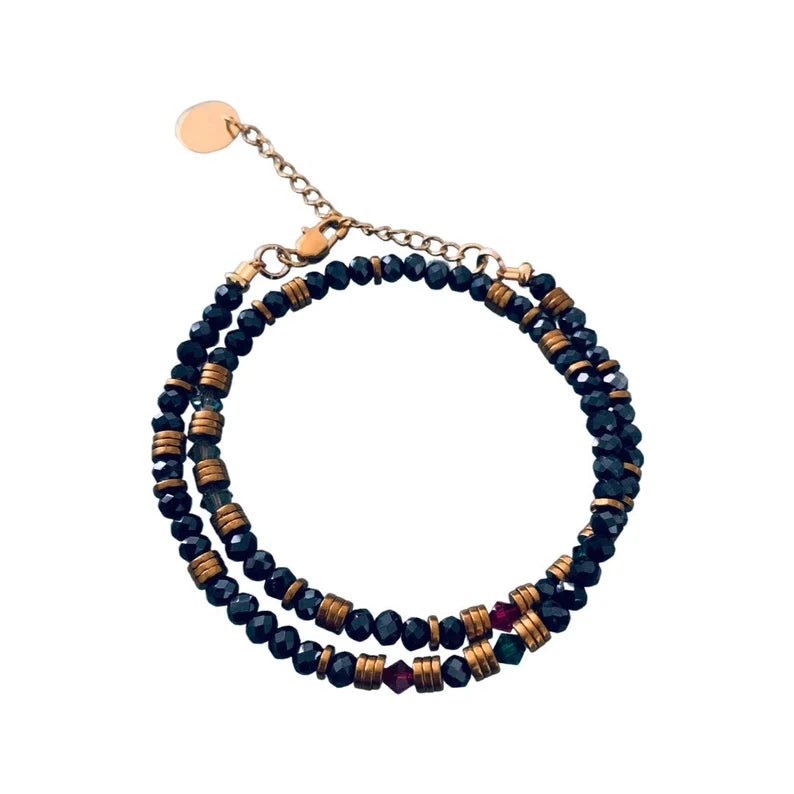 Clover Cuff Bracelet With Midnight Blue Pearls and Swarovski Stones Convertible Into a Necklace | Woman multi Rang Pearl Bracelet | Golden Bracelet - Bracelet - British D'sire