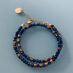 Clover Cuff Bracelet With Midnight Blue Pearls and Swarovski Stones Convertible Into a Necklace | Woman multi Rang Pearl Bracelet | Golden Bracelet - Bracelet - British D'sire