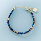 Clover Double Lapis Lazuli Bracelet | Women's Gourmet Bracelet | Magical Natural Stones and 24K Gold-Plated Heishi Pearls | Golden Bracelet | Gift Jewelry | Gold Women's Jewelry | Women's gift idea | Gift Jewelry - Bracelet - British D'sire
