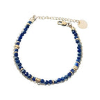 Clover Double Lapis Lazuli Bracelet | Women's Gourmet Bracelet | Magical Natural Stones and 24K Gold-Plated Heishi Pearls | Golden Bracelet | Gift Jewelry | Gold Women's Jewelry | Women's gift idea | Gift Jewelry - Bracelet - British D'sire