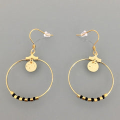Clover Gold Hoop Earrings With Black Pearls | Jewelry for Women | Golden Hoop Earrings | Jewelry Gift for Women's - Earrings - British D'sire