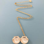 Clover Gold Plated Seashell Necklace 24K | Gold Necklace | Gift Idea | Shell Jewel | Women's Gift Idea | Gold Jewelry | Gold Necklace | Gift Jewelry - Necklace - British D'sire