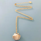 Clover Gold Plated Seashell Necklace 24K | Gold Necklace | Gift Idea | Shell Jewel | Women's Gift Idea | Gold Jewelry | Gold Necklace | Gift Jewelry - Necklace - British D'sire