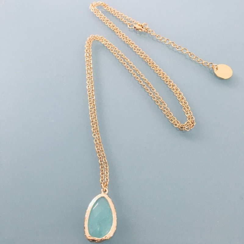 Clover Gold Plated Stainless Steel Chrysoprase Necklace | Jewelry | Chrysoprase Necklace - Necklace - British D'sire